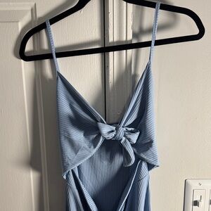 Elegant Blue Tie-Front Sleepwear